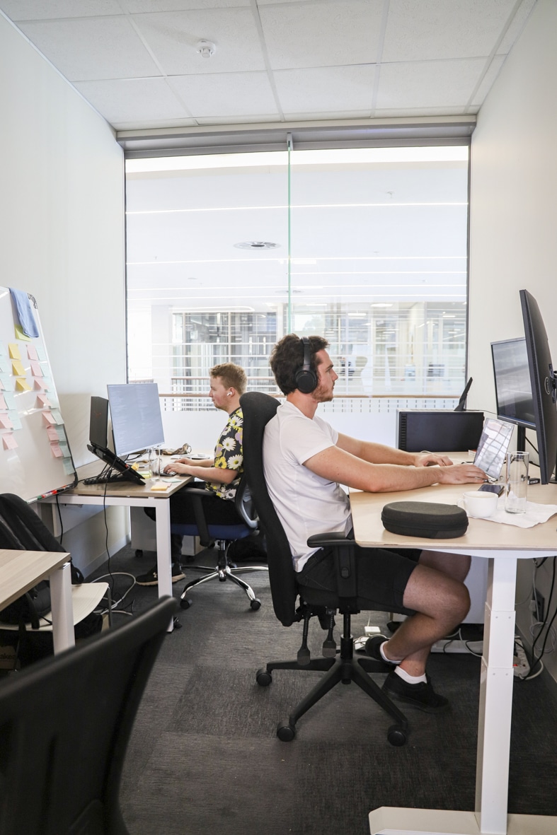 team working in the remote office space