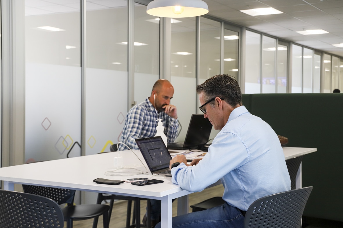 people working in remote office